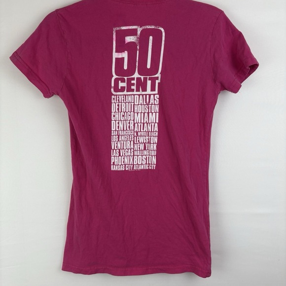 Women's Pink 50 Cent Think About Me Graphic Band Tee Shirt Cities Concert - Picture 4 of 6